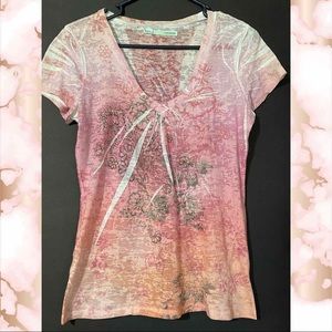 Gauzy floral pink and orange top